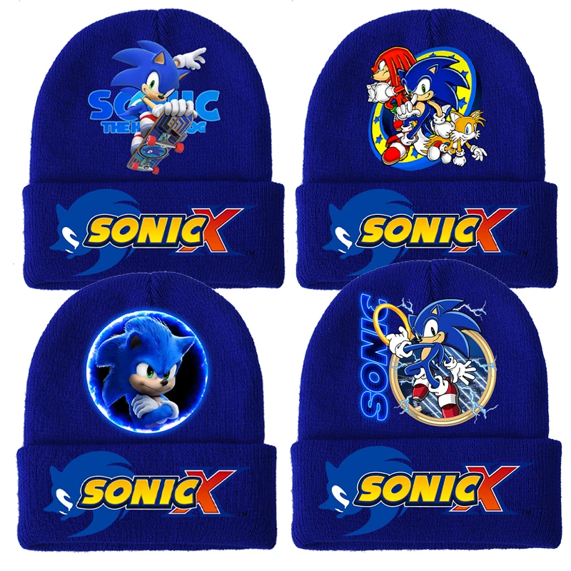 Sonics Knitted Hat Fashion Anime Children's Winter Warmth Outdoor Sports Warm Caps for Kids Beanies Hats Bonnet Boys Casual Cap