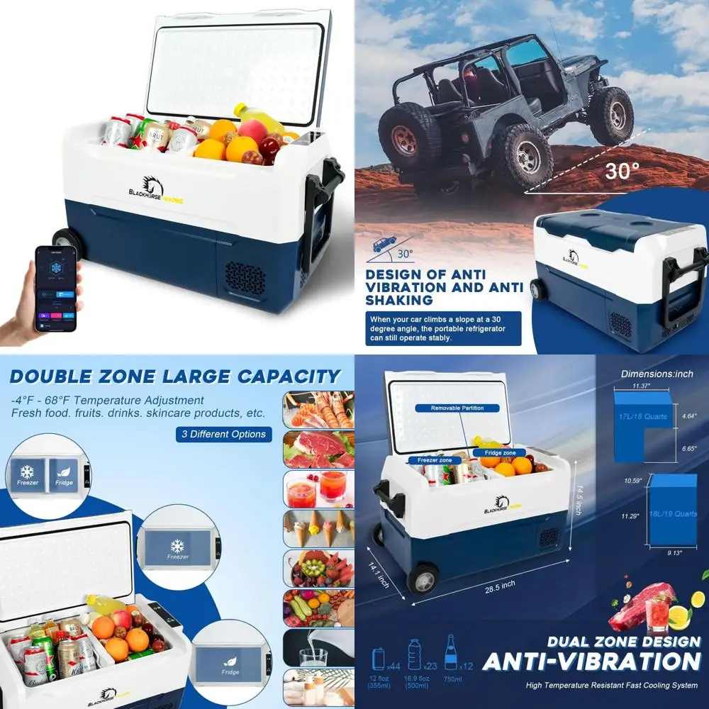 Portable 35L 12V Car Refrigerator with WiFi App Control, Temperature Range from -4°F to 68°F