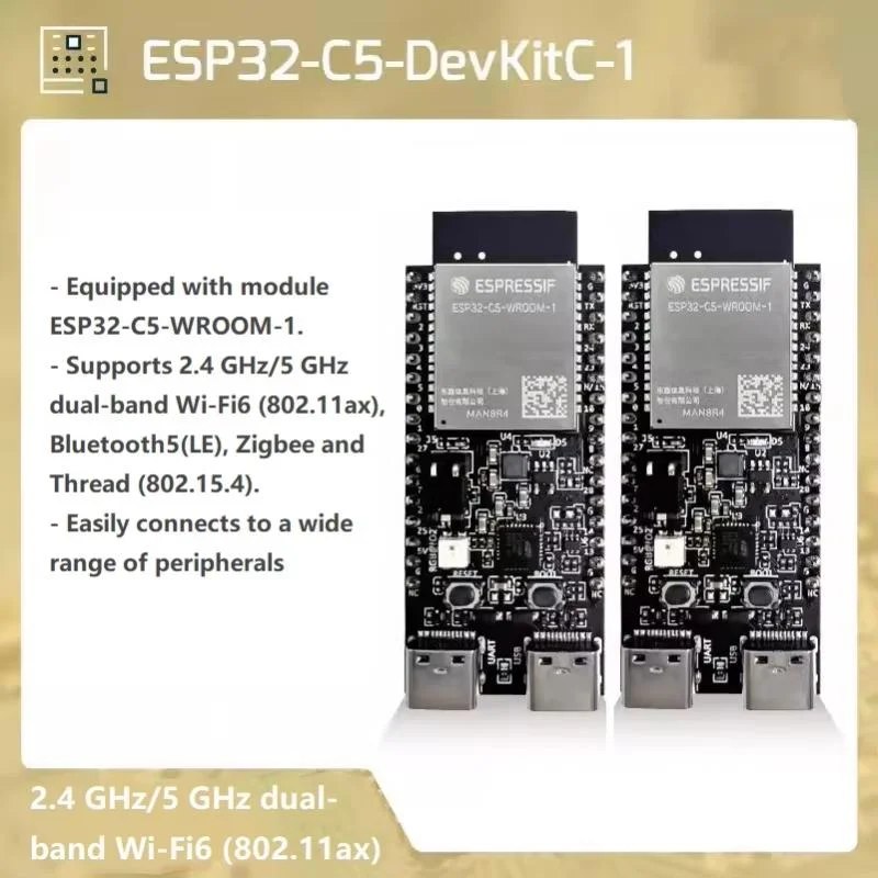 1 unidade de borda de corte 2.4 e 5 GHz Wi-Fi 6 ESP32-C5-Dev KitC-1 placa de desenvolvimento