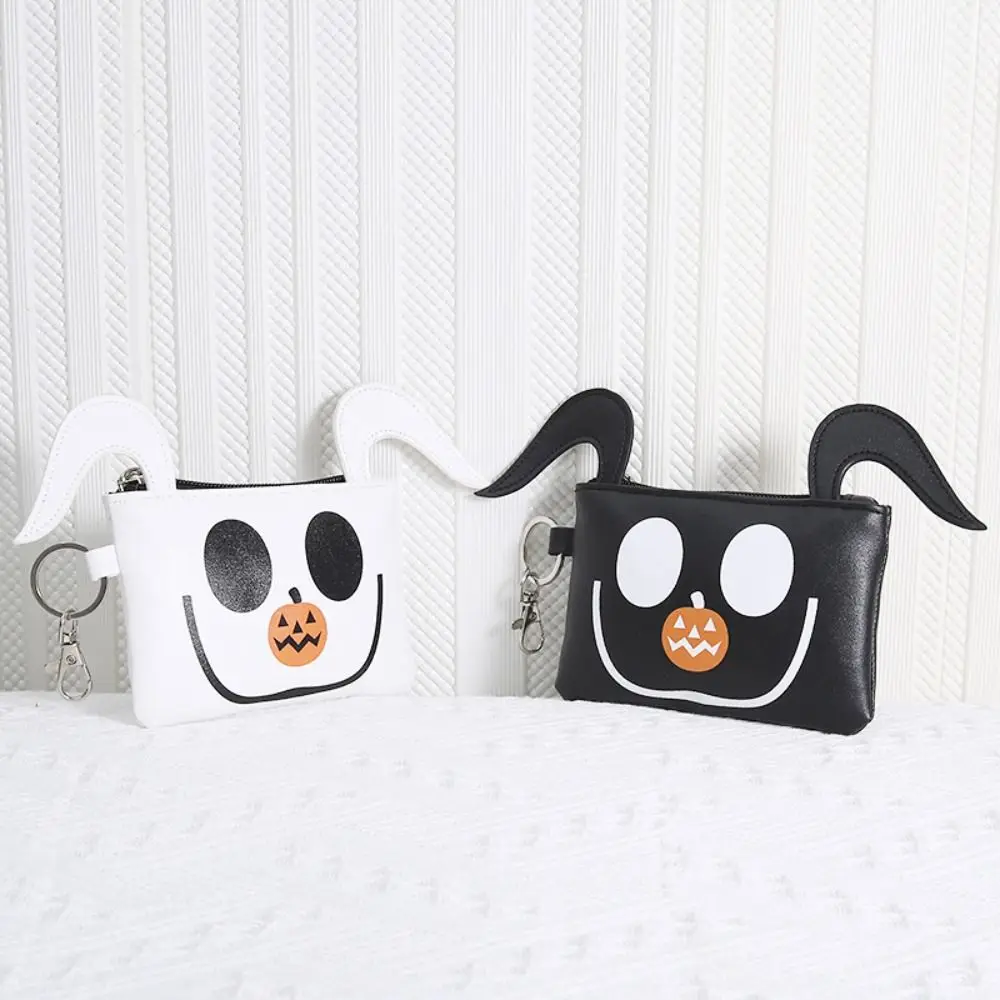 

Retro Ghost Halloween Coin Purse Zipper Korean Style Small Item Bag PU Makeup Bag Pumpkin Card Bag Outdoor