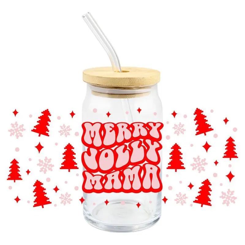 Christmas UV Transfer Sticker DTF Wraps For Merry Christmas UV DTF Stickers For Coffee Cups Watter Bottles Custom Logo