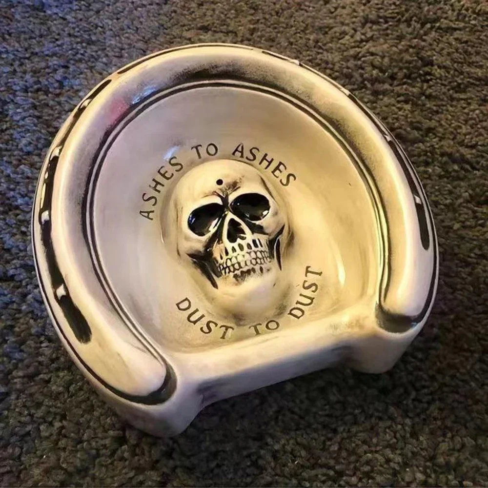 Skeleton Ashtray Vintage Ceramic Incense Holder Ashtray Horror Jewelry Tray Desktop Decorations Ashes To Ashes