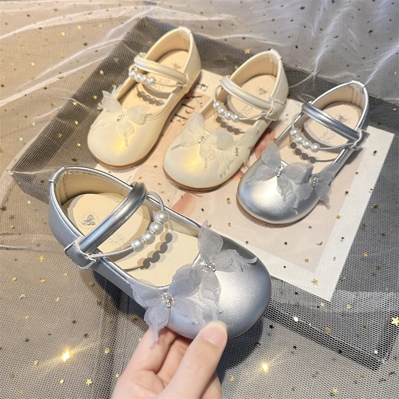 

Children Leather Shoes for Girls 2025 Autumn New Fashion Korean Style Soft Bottom Anti-slippery Versatile Wedding Dress Shoes