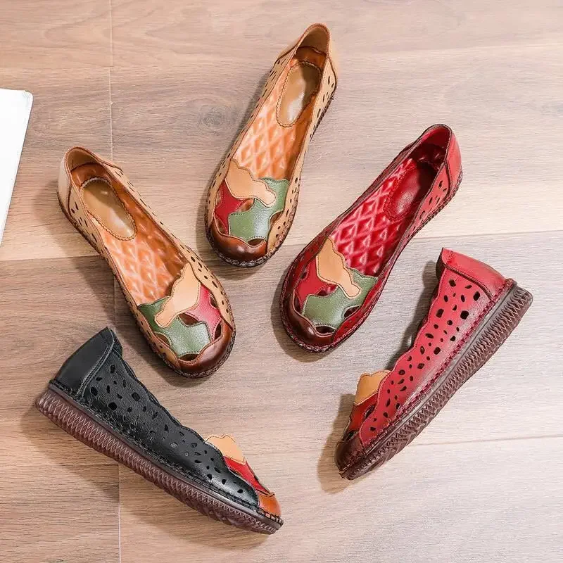 Women Fashion Sweet Soft Comfort Spring Hollow Out Flat Shoes Lady Casual Summer Light Weight Summer Shoes
