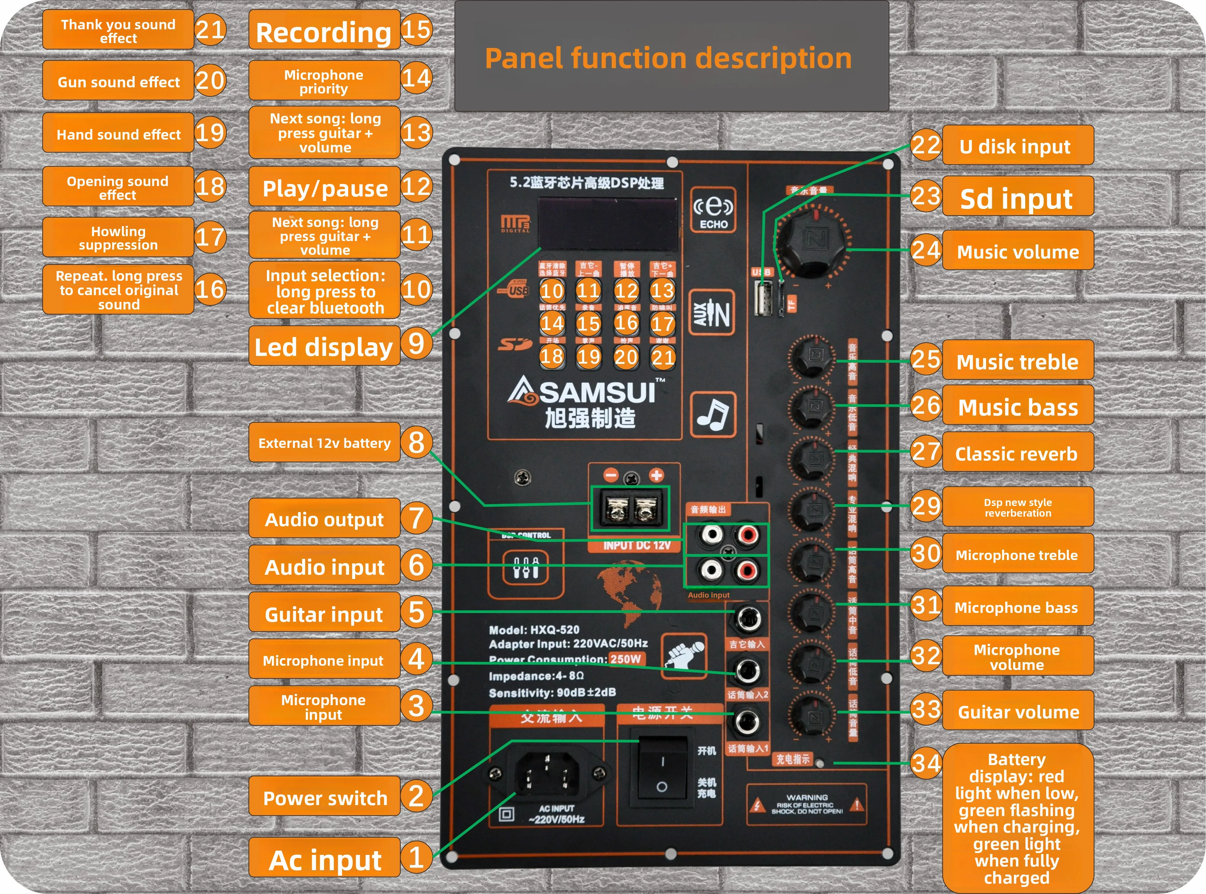 Landscape 8-inch -18 inch Square Dance Audio Motherboard 12V Battery Bluetooth Trolley Speaker Amplifier Board High Power