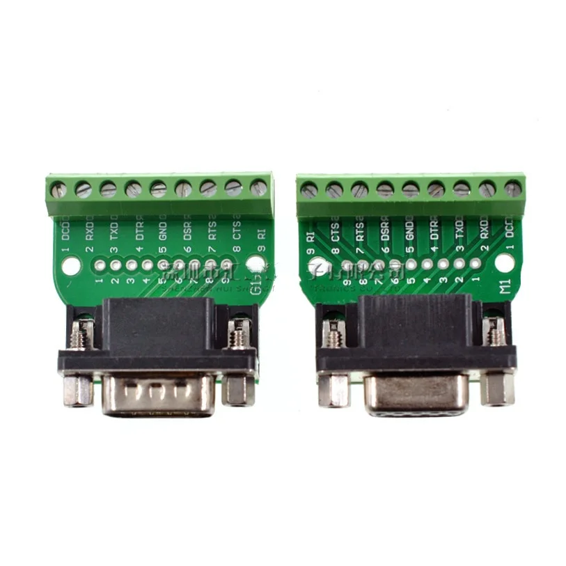 DB9 Solderless Terminal Adapter 9Pin Male Female RS232 RS485 Serial Breakout Board for Industrial Control PLC