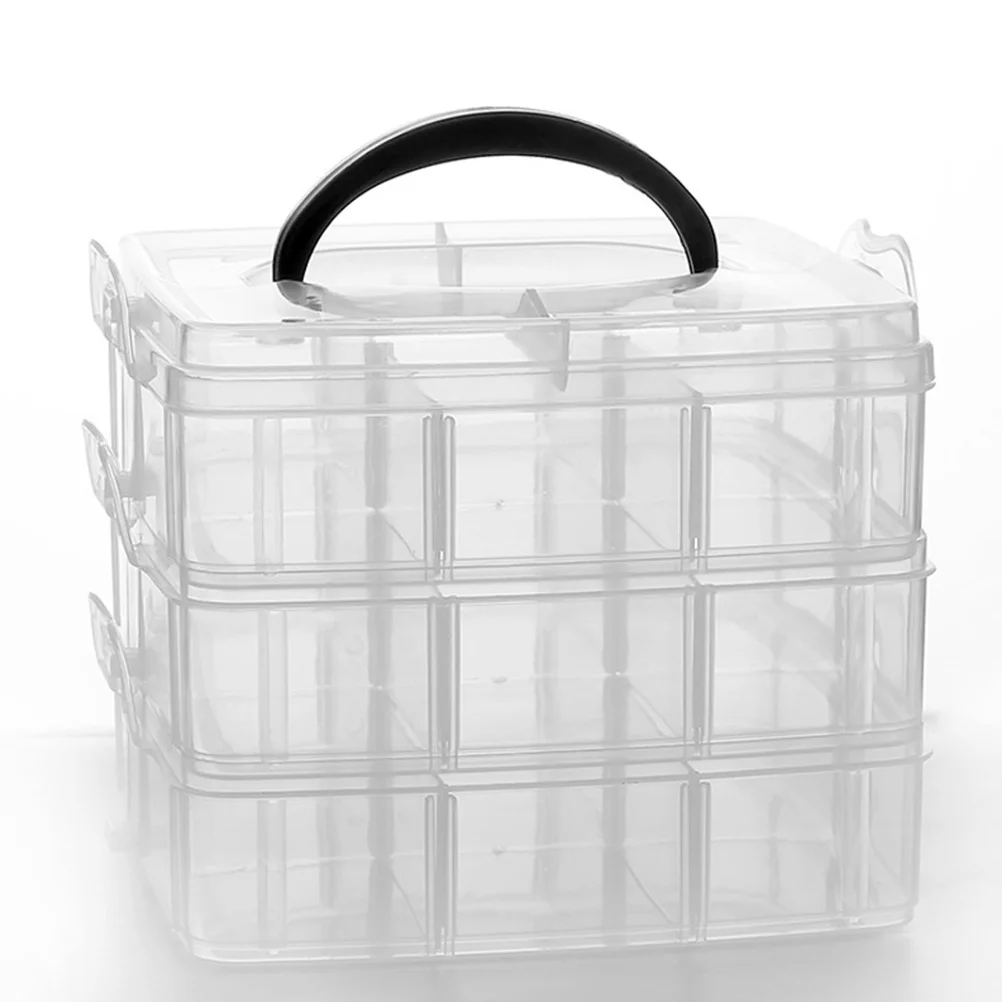 

Портативный пластиковый органайзер для украшений с тремя отделениями, 18 ячеек, съемные секции для хранения резинок для волос, прозрачный настольный органайзер