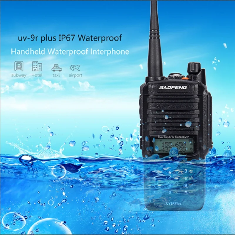 Baofeng-walkie talkie UV-9R plus, radio cb, comunicador, resistente al agua, 10W, 2 unidades