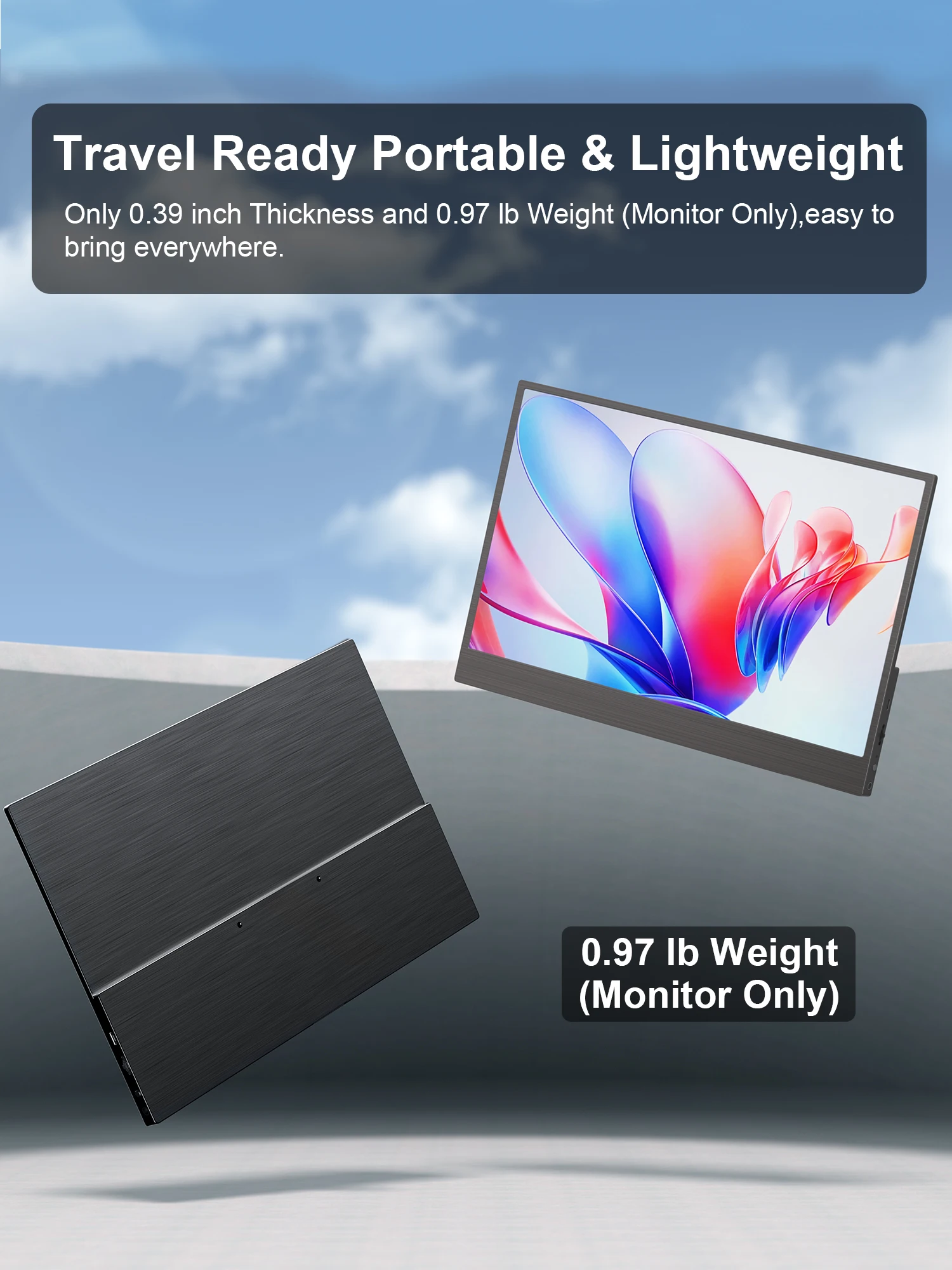 شاشة Amoudo المحمولة 13.3 بوصة 3840*2160P UHD IPS كمبيوتر محمول شاشة ثانية مزدوجة USB C HDMI شاشة عرض ألعاب الكمبيوتر مراقبة السفر #4