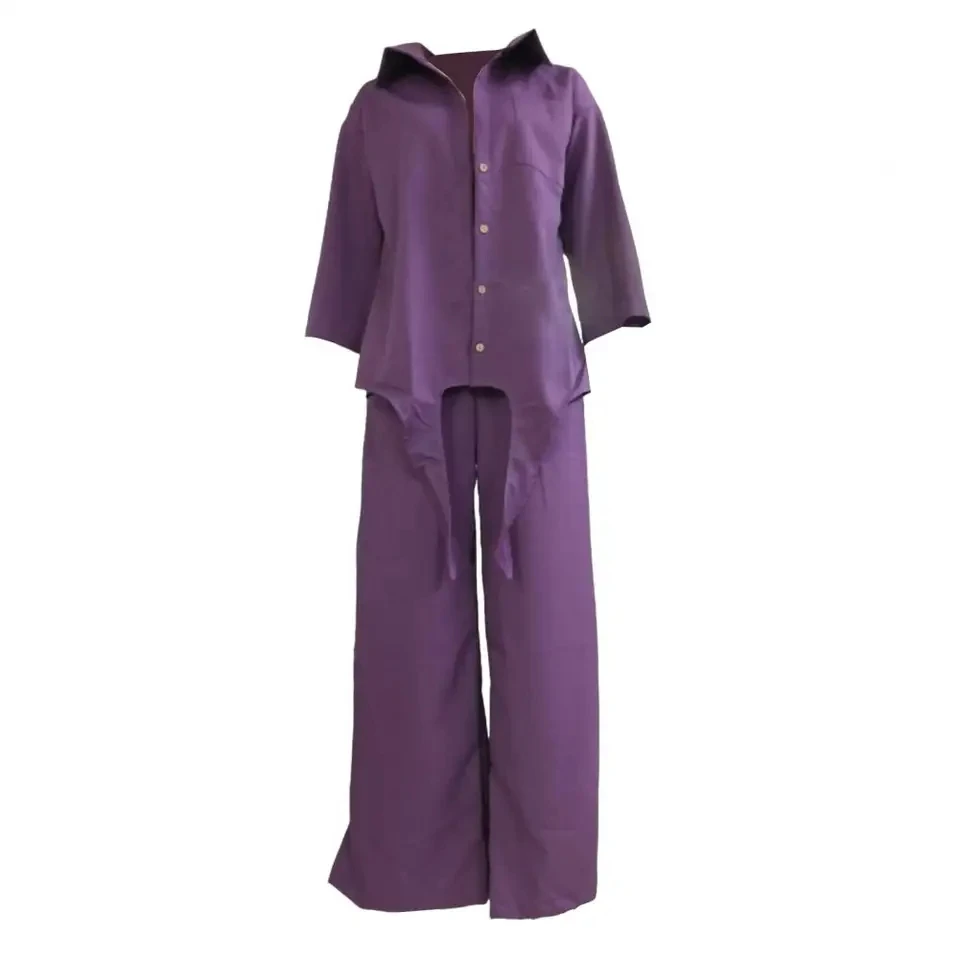 2026 Summer Home Suits Casual Women Trousers Sets Lapel Single Breasted Long Sleeve Loose Top Wide Leg Pant Set Loungewear