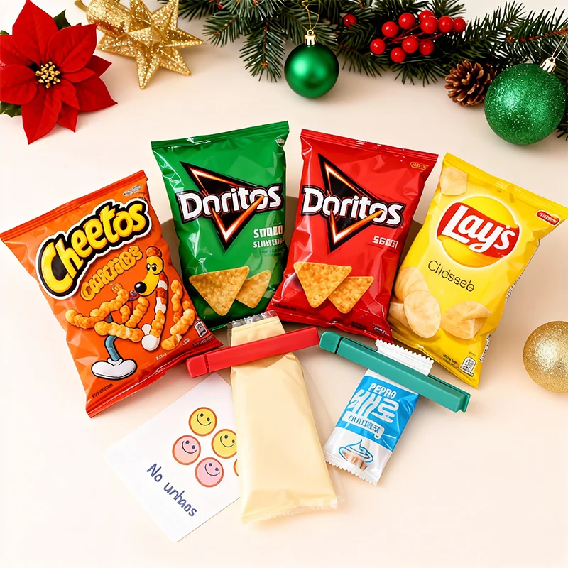 

5-Pack Food Bag Clips, Strong Seal Clamps for Chips Cereal Pasta, Reusable Plastic Sealer for Kitchen Snack Organization, Multi-