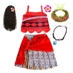 2 4 6 8 Yrs Kids Vaiana Clothing Set Role Playing Two Pieces Moana Disguise Princess Dress up Pageant Apparel Beach Hawaii Frock