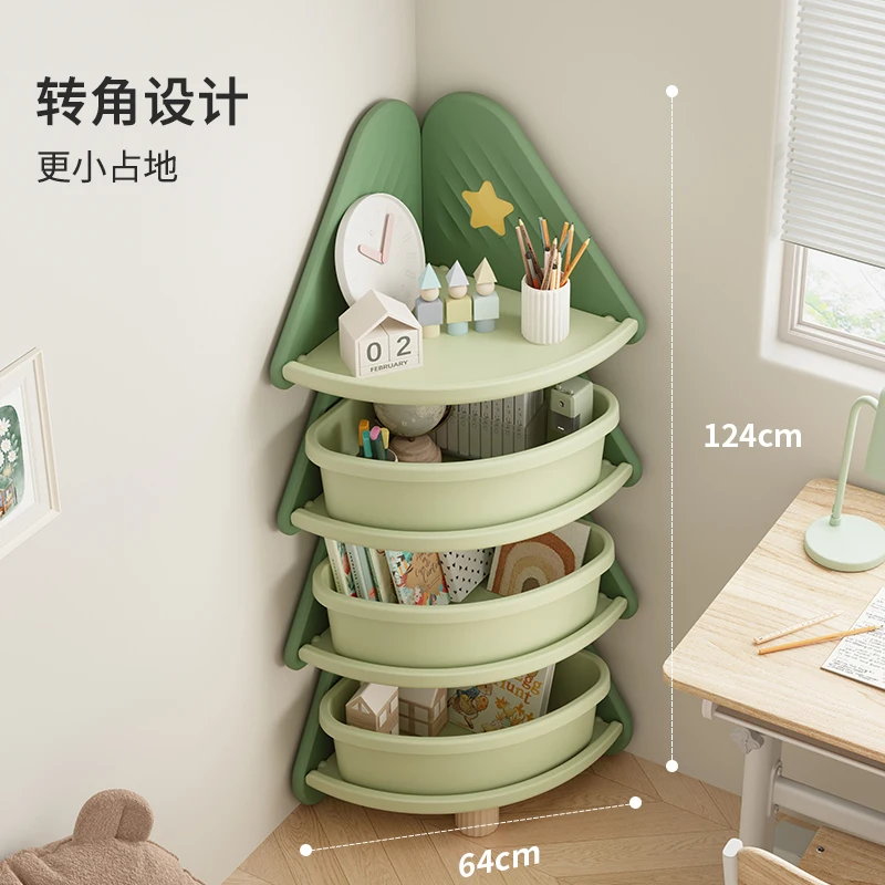 Tree Children's Storage Cabinet Corner Bookshelf Children's Room Christmas Tree Toy Storage Shelf Multi-layer Storage Box