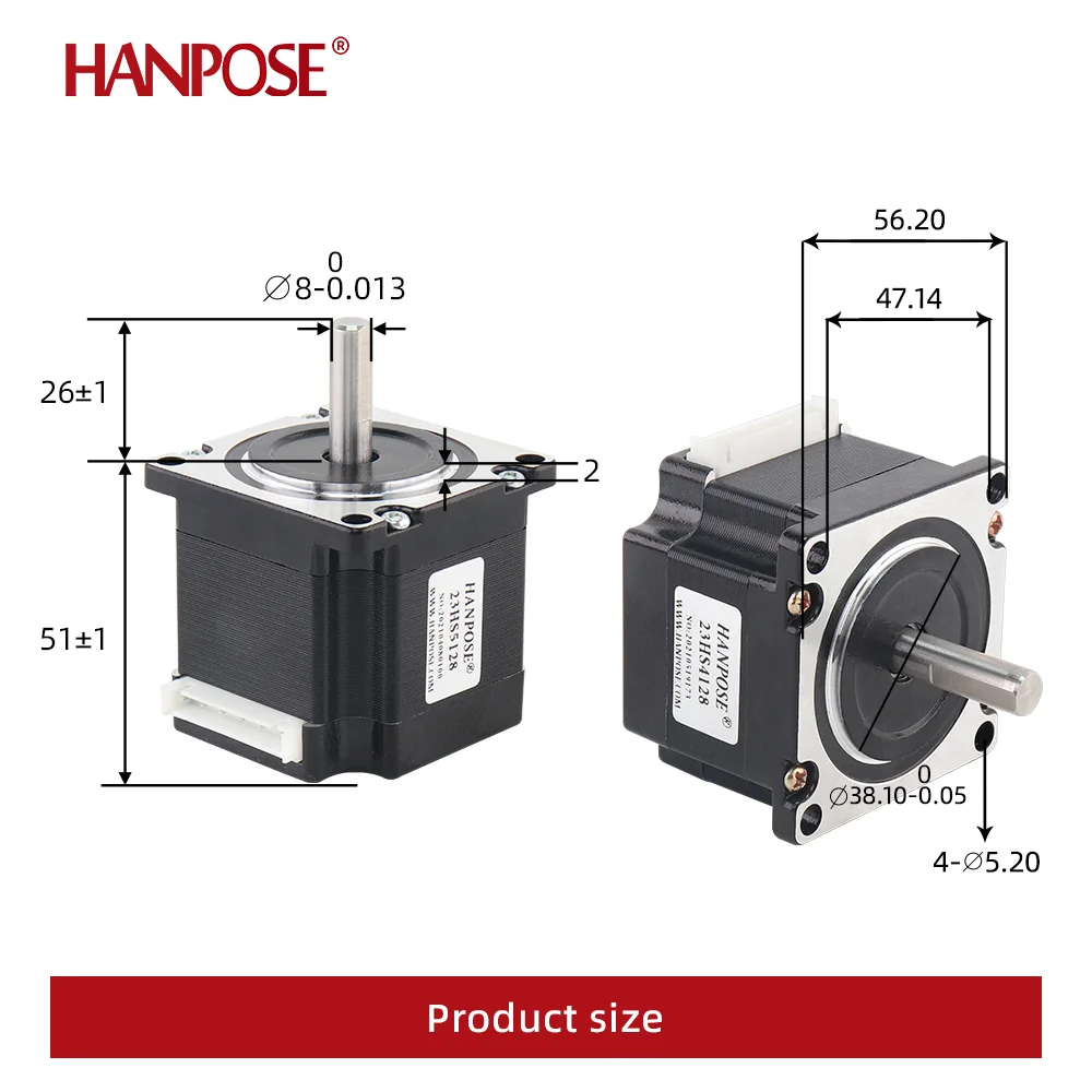 hanpose Nema 23 Stepper Motor 23HS5128 High torque 101N.cm 2.8A 51mm For 3D Printer Monitor Equipment 57 stepper Motor