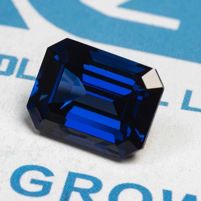 Lab Grown Sapphire Emerald Shape Royal Blue VVS1 Gemstone for Charms Diy Jewelry Making Ring Pendant Selectable  AGL Certificate