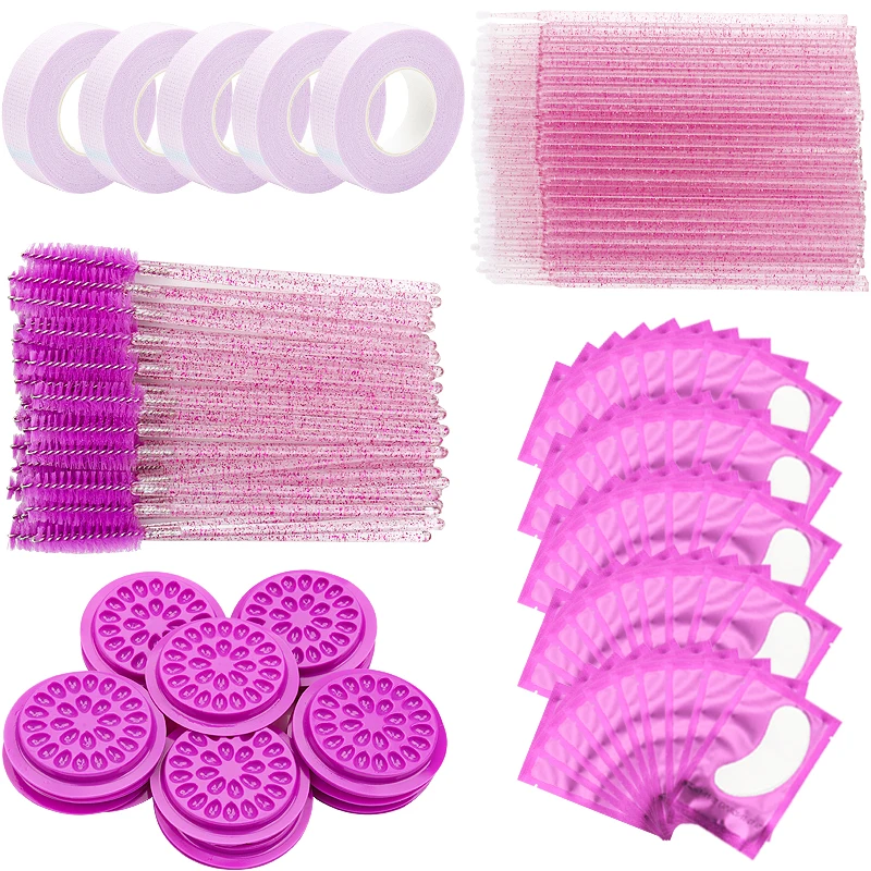 Eyelash Makeup Tool Set Brush Tape Glue Ring Eye Gel Pad Patch Disposable Mascara Wand Applicator Lashes Extension Supplies