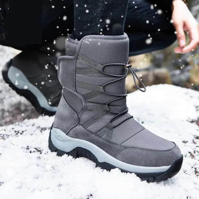 New Outdoor Men Boots Winter Snow Boots For Men Shoes Thick Plush Waterproof Slip-Resistant Keep Warm Winter Shoes Plus Size 46