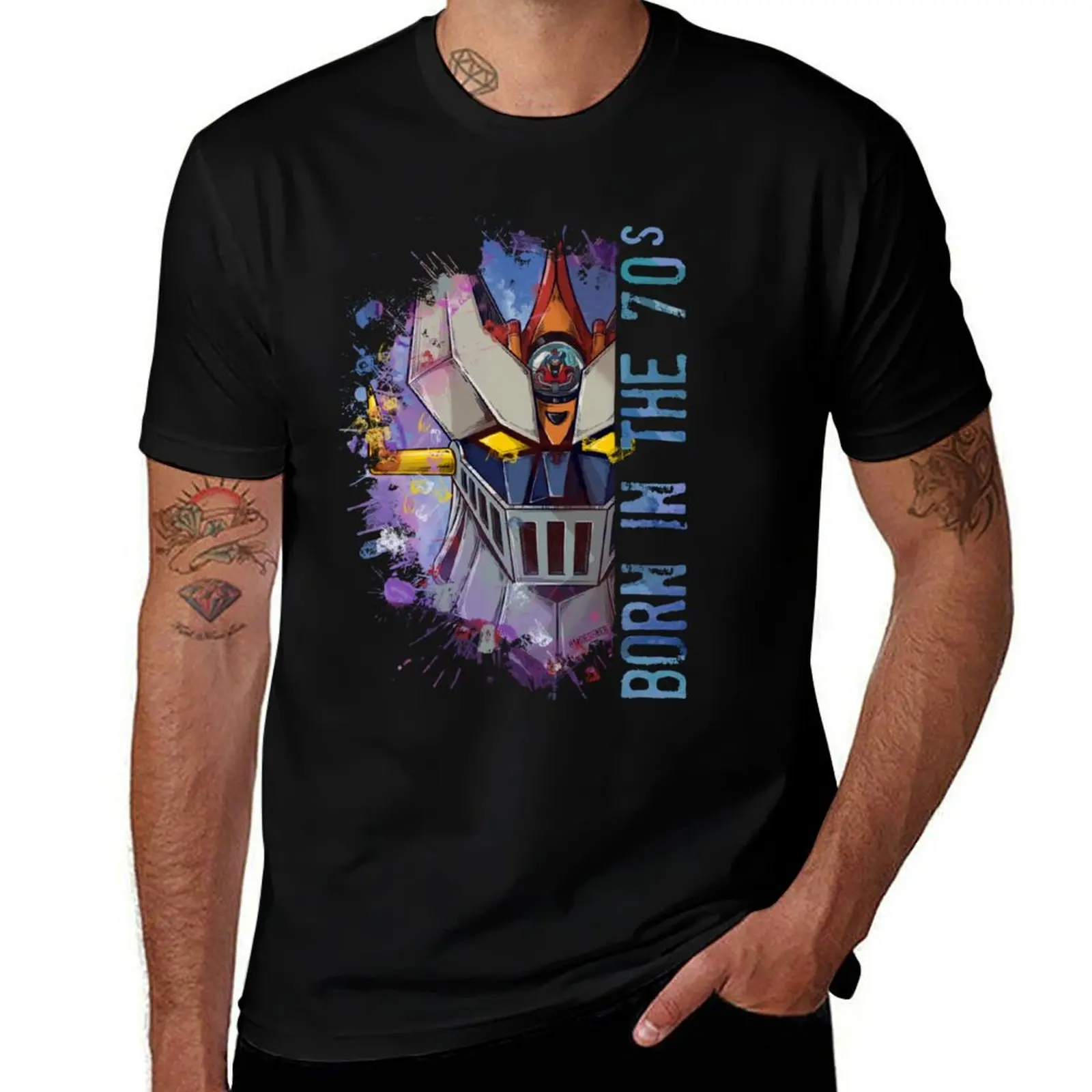 Great MAZINGA - Born In The Seventies T-Shirt Casual Lightweight Short Sleeve Top T-Shirt