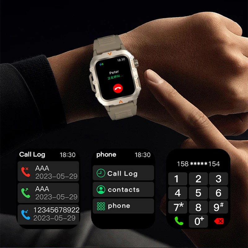 مصباح يدوي Smartwatch اللياقة البدنية ساعة مراقبة الصحة مقاوم للماء ساعة ذكية بلوتوث دعوة الساعات الرياضية للرجل IOS أندرويد 2025