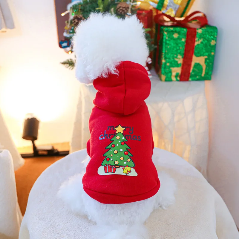 

Christmas Pet Dog Cat Hoodie Warm Holiday Gift Sweatshirt, Festive Cozy Outfit Puppy Kitty Xmas Party Clothing