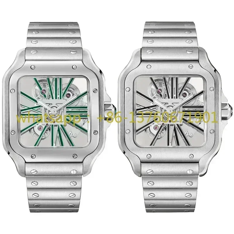 Роскошные новые мужские часы Скелет Vk Кварцевый механизм Квадратные часы Двусторонний ремешок из нержавеющей стали 904L Montre De Luxe Роскошные новые мужские часы Скелет Vk Кварцевый механизм Квадратные часы Двусторонний ремешок из нержавеющей стали 904L Montre De Luxe