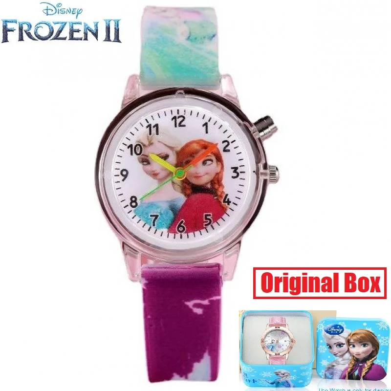 

Disney For Children Watch Frozen Elsa Princess Cartoon Quartz Wristwatch Silicone Band Light Boy Girl Kid Student Reloj Infantil