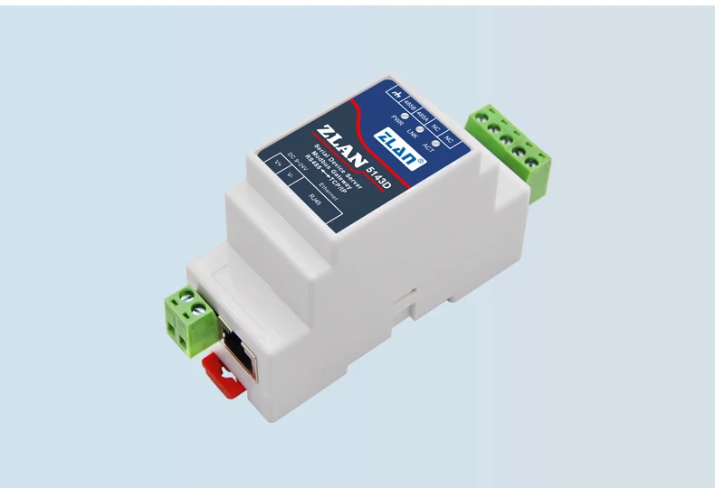 Montagem em trilho Din Ethernet Converter Server, tamanho minúsculo, porta serial RS485 para TCP/IP, Modbus RTU para Modbus TCP, ZLAN5143D