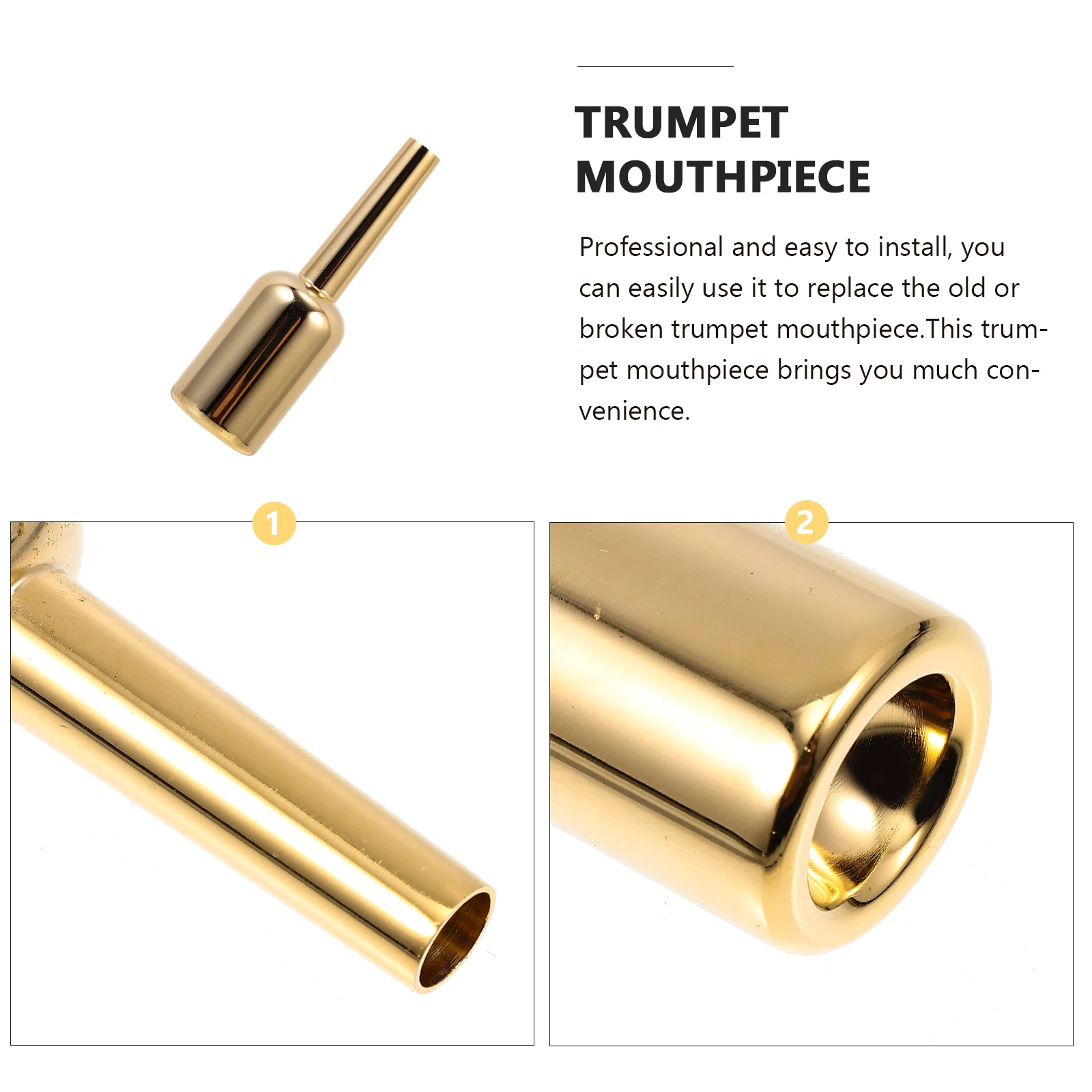 

Gold-plated Mouth French Horn Mouthpiece Trumpet Repair Tool Replace Musical Instrument Accessories for Beginners