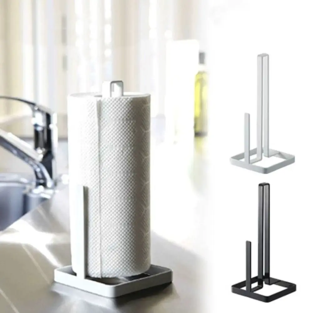 

Vertical Roll Paper Towel Holder Free Standing Non Slip Tissue Dispenser Rust-proof Weighted Base Napkins Stand Desktop