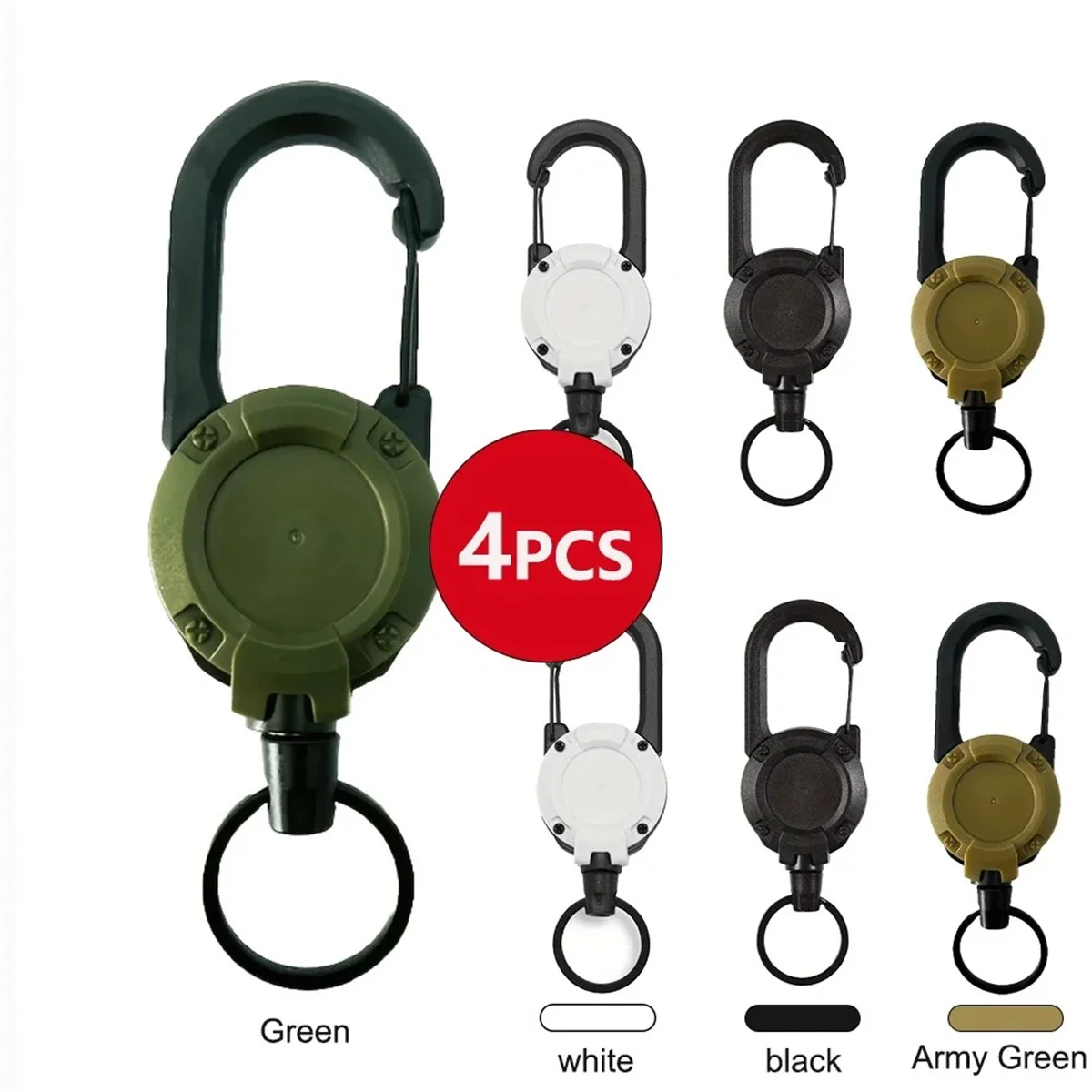 1/2/4pcs Retractable Keychain Carabiner Phone Holder Anti-Lost Wire Rope Outdoor Camping Fishing Hiking Tool Quick Draw Badge