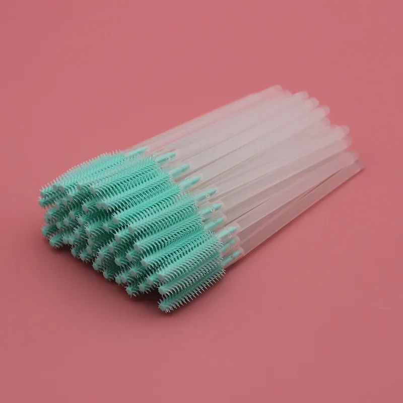 Brosses à cils en silicone pour salle de bain, tige transparente, anciers de mascara, brosse à cils, extension de cils, T de maquillage, 50 pièces