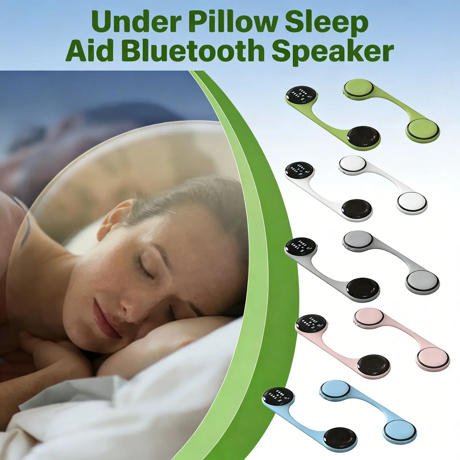 

Ultra Thin Bone Conduction Pillow Speaker Bluetooth Sleep Aid White Noise Soundbar Timer TF Card Speaker for Relax Deep Sleep