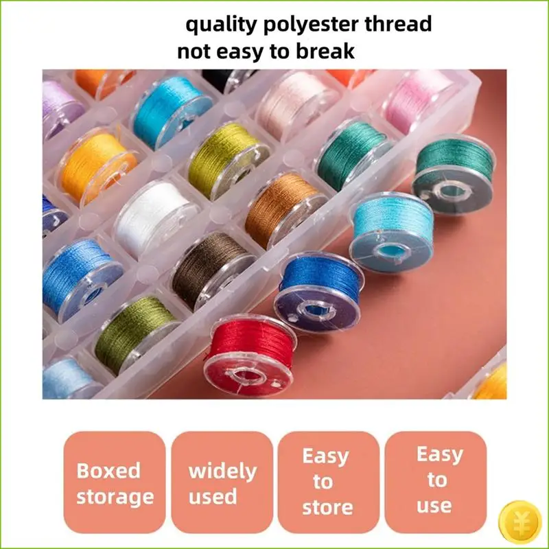 36 قطعة من خيوط الخياطة والبكرات، مجموعة خيط الخياطة الملونة مع صندوق تخزين بلاستيكي ماكينة خياطة منزلية بوليستر