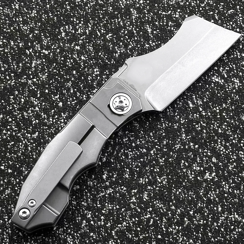 C260 포켓 접는 칼 라벨 CPM20CV 블레이드 TC4 티타늄 합금 핸들 캠핑 야외 생존 사냥 칼 EDC 방어 도구