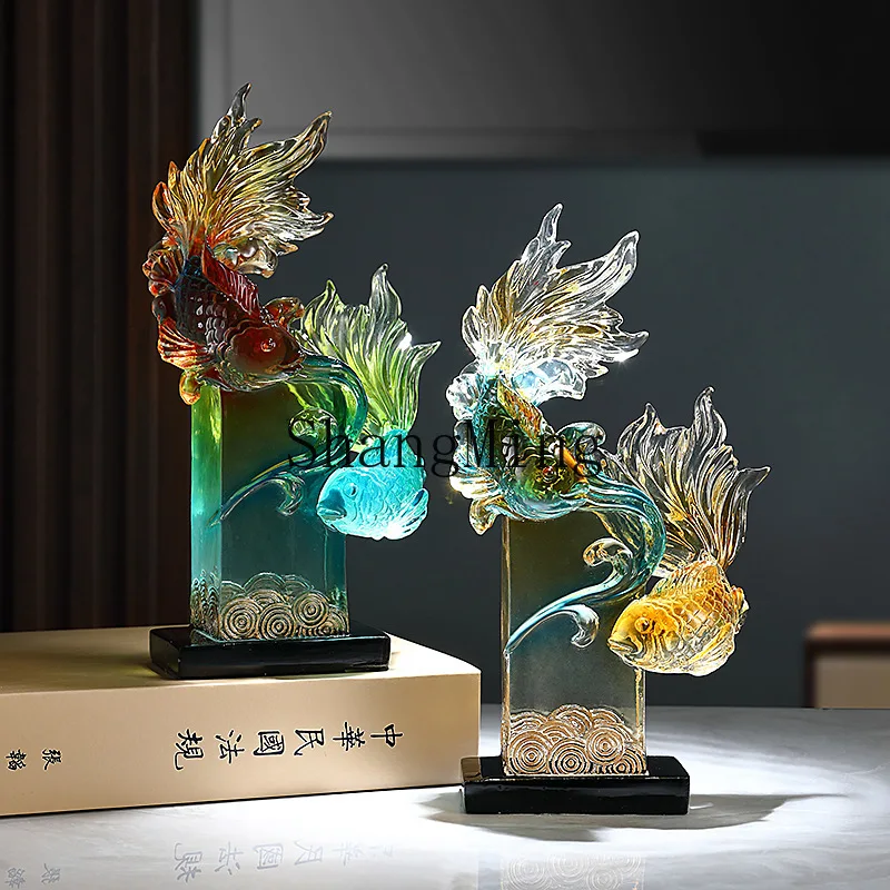 

PYH has more than a duck to water every year to attract wealth ornaments, living room wine cabinet TV cabinet Koi decoration