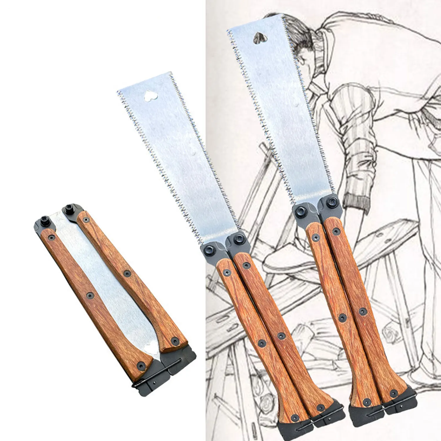 12 Inch Wooden Folding Saw SK5 Steel Labor-Saving Wear-Resistant Durable Foldable Portable Manual Tool