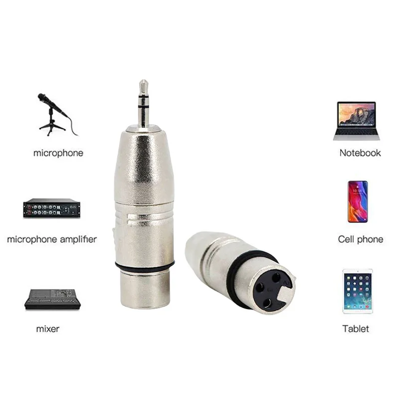 XLR 3 Pin Female Jack to 3.5mm Female & Male 1/8