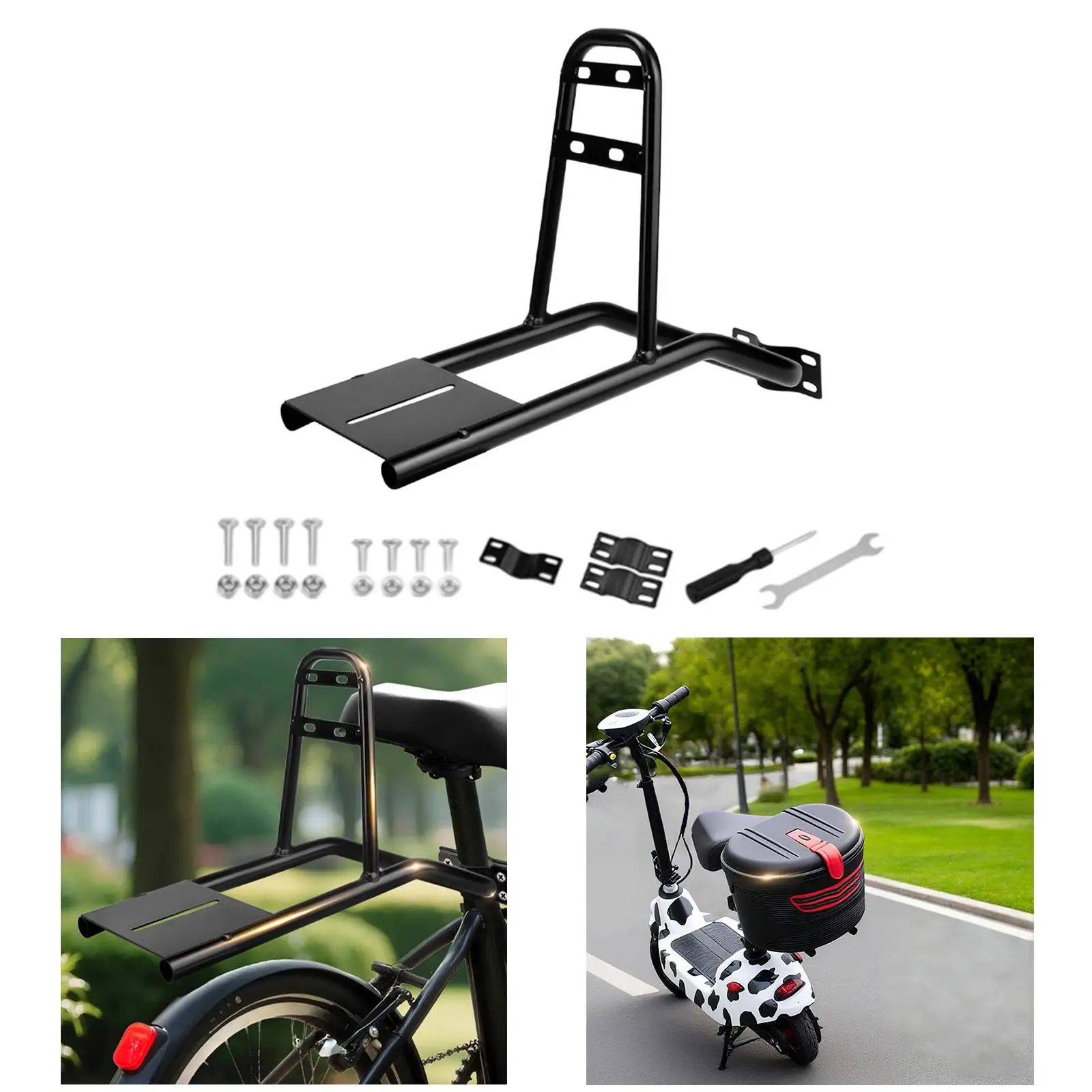 電動スクーターラックアクセサリー-安定性のある軽量交換用プレミアム実用的なプロ仕様のポータブル頑丈なカーゴラック