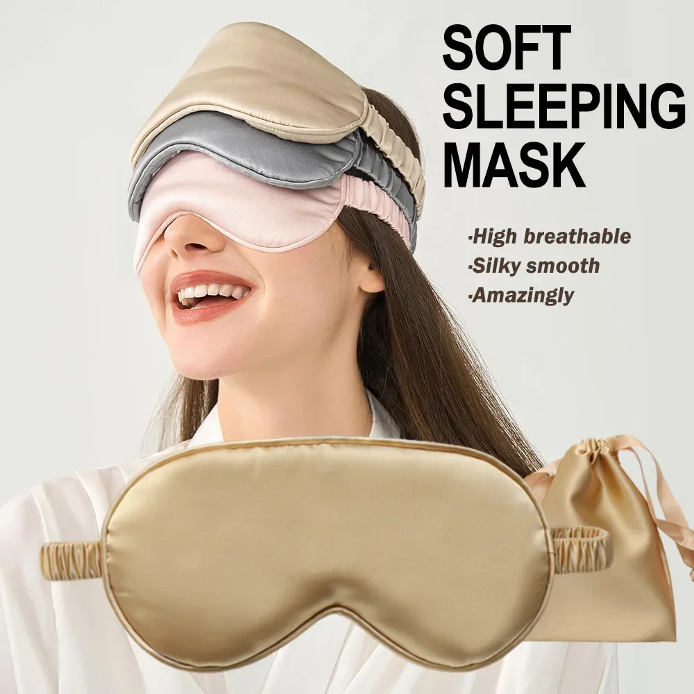 Eye Mask for Sleeping Silk Cover with Elastic Strap Effective Shading Blindfold for Women Men Travel Eyepatch Relax Eyeshade