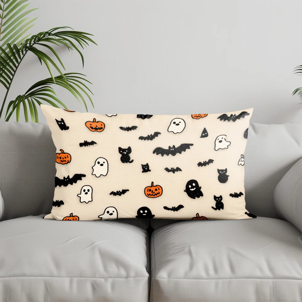Home Decor Halloween-themed Cute Pattern Pillow Suitable For Sofa Bedroom Car Pillow Cover Cushion Rectangular Back Cushion