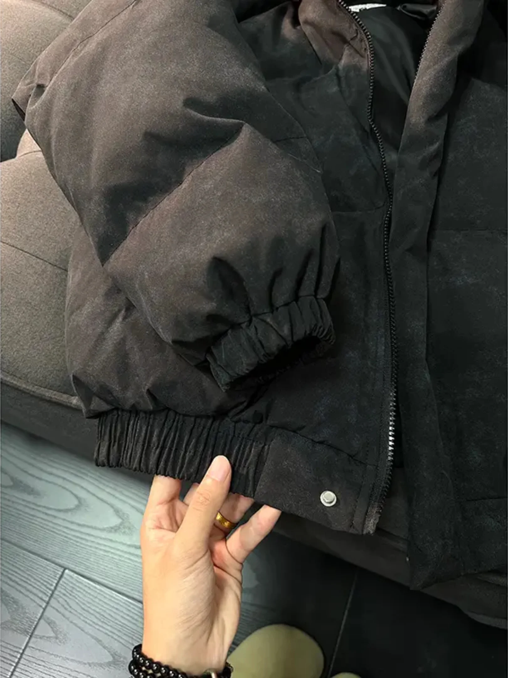 Chaqueta de Invierno Americana Teñida con Cuello Alto, Chaqueta de Aodón uesa para Hombre, Estilo Abrigo Corto, Ropa de A...