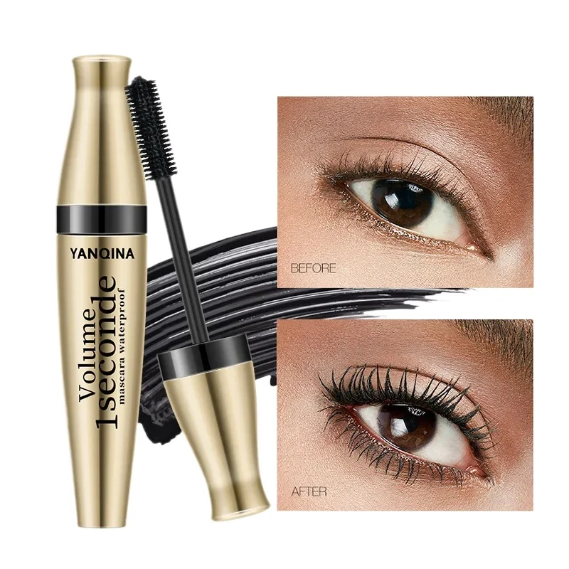 YANQhr-Mascara étanche Yanqina Gold Tube, brosse en silicone, mince et sans bavure, mascara 3D 3 en 1