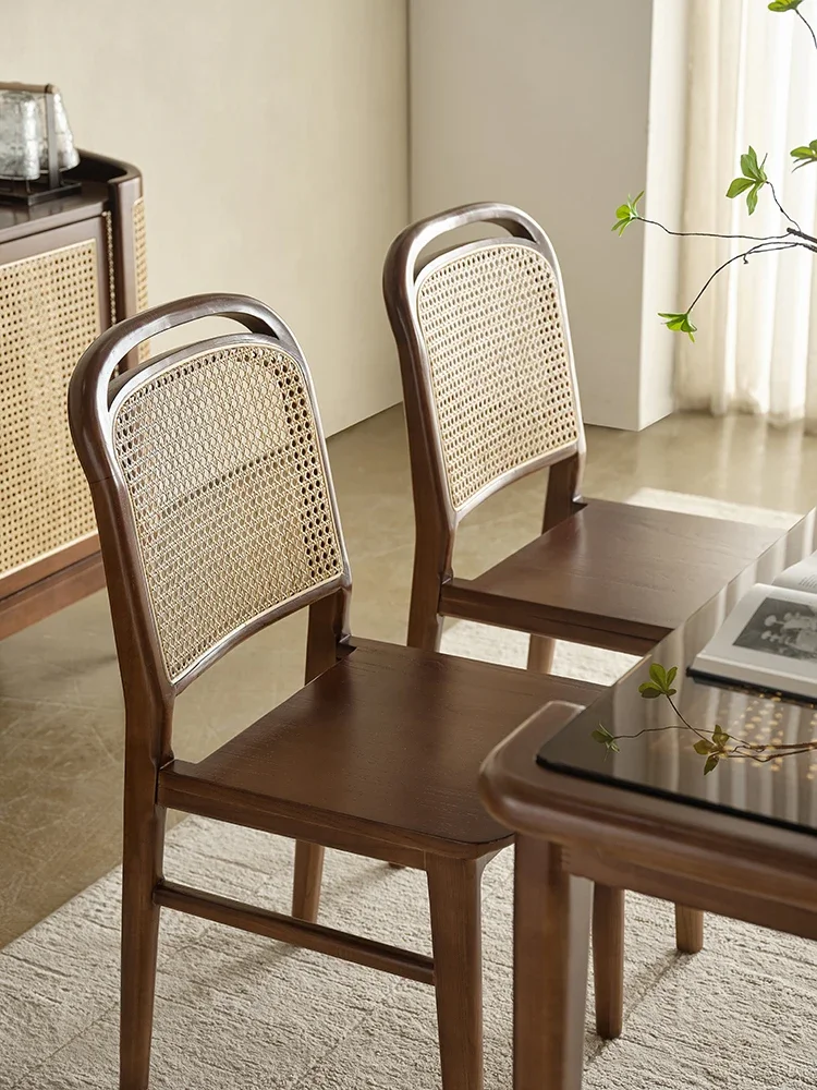 

Плетение лозы в стиле ретро для отдыха, отеля, ресторана, стул со спинкой, домашний обеденный стул, табурет