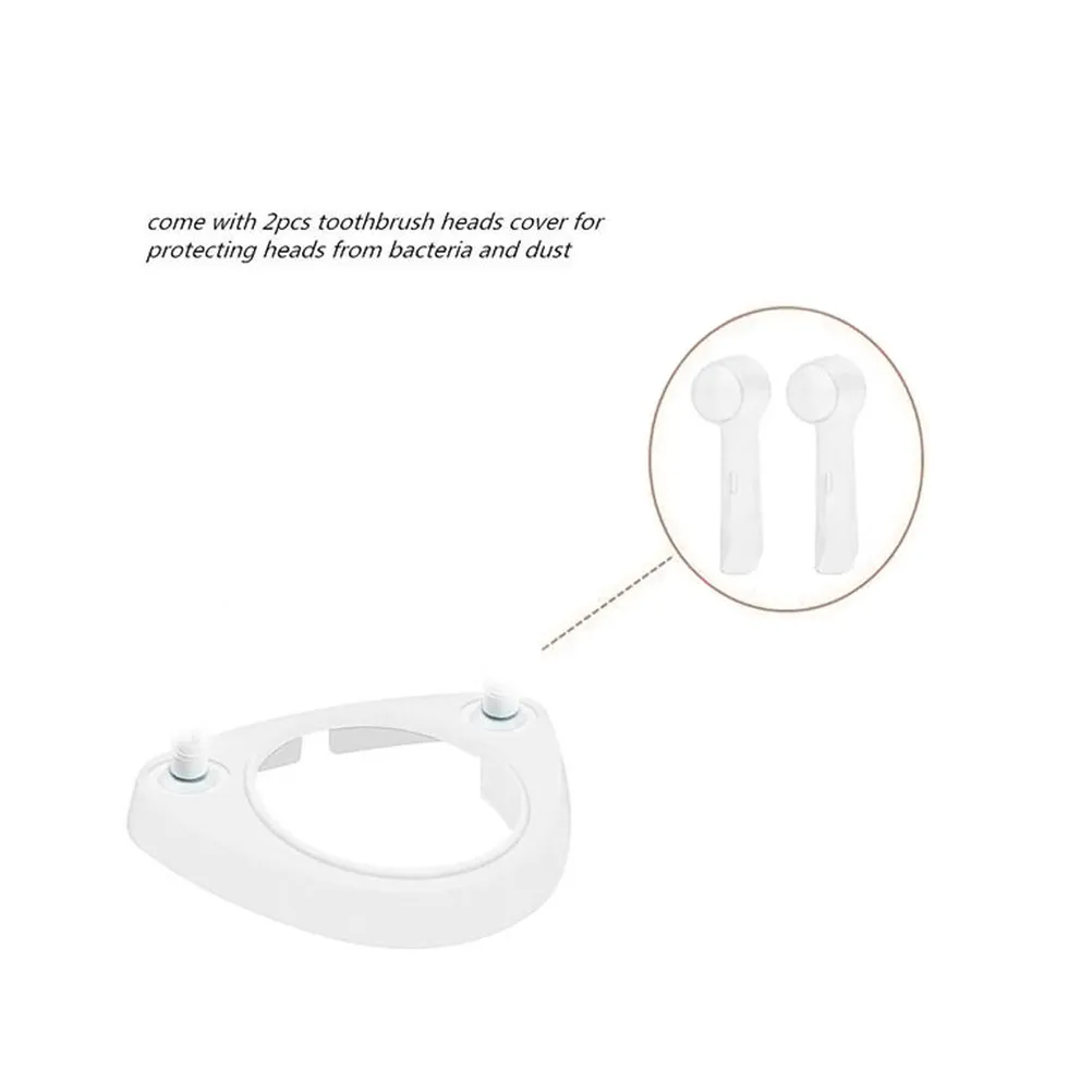 Plastic Electric Toothbrush Holder Stand Base with Two Head Covers for Charger Storage and Dust Protection