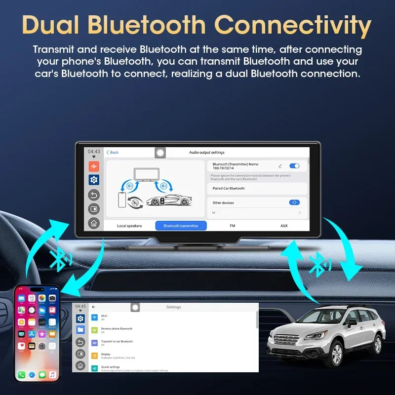 شاشة ذكية محمولة تعمل بنظام Android مع CarPlay اللاسلكي وAndroid Auto، تدعم مشغل الوسائط المتعددة لراديو السيارة Youtube Netflix Spotify #6