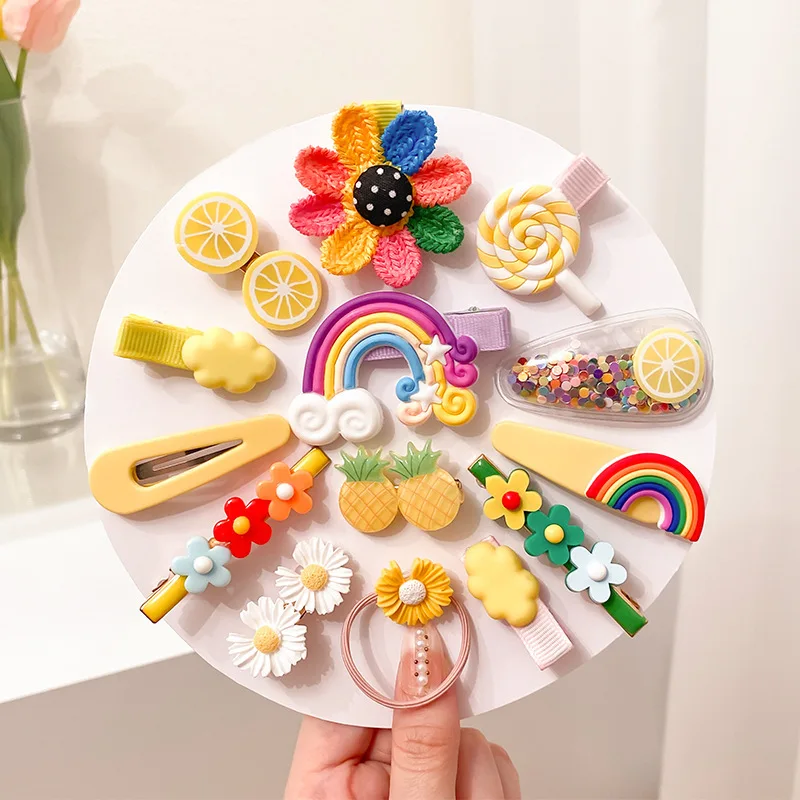 Children\'s Hair Clip Toddlers Headgear Little Girl Hair Clips Cute Princess Fruit Rabbit Rainbow Barrettes Baby Bangs Headdress