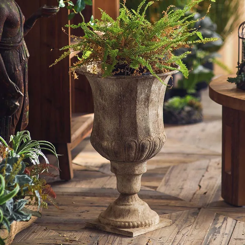 Factory Direct 2026 European retro floor-to-ceiling large vase entrance hall decorations ornaments forest garden mottled wrought