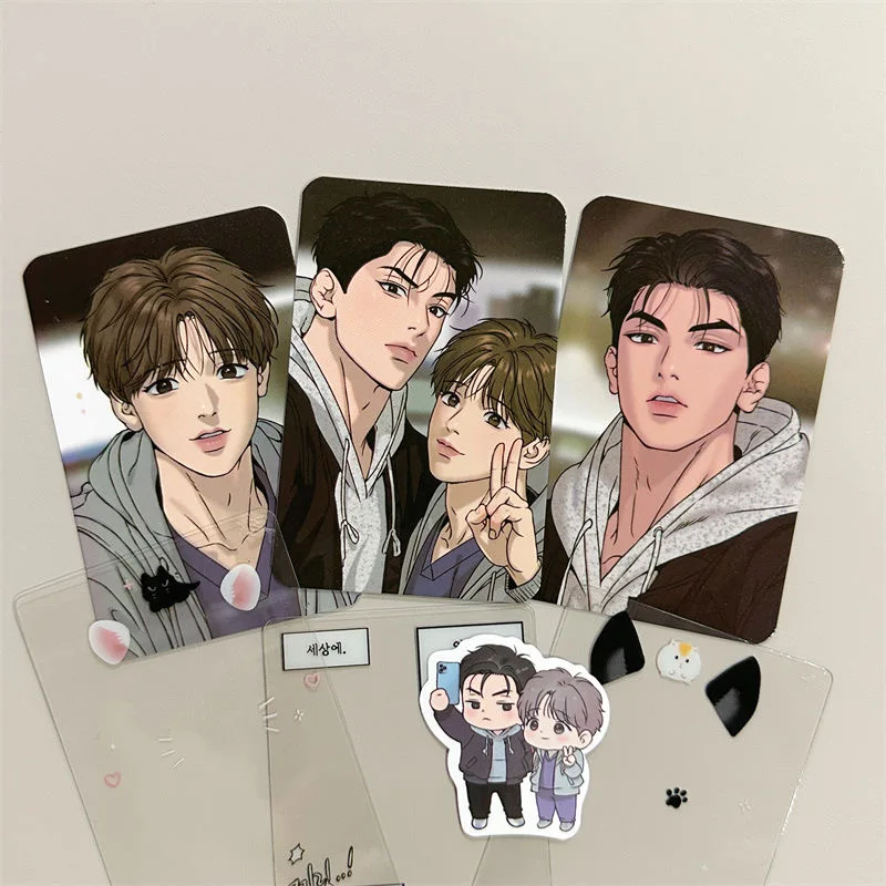 6 ชิ้น/เซ็ตเกาหลี BL Manhwa Mo zhou การ์ด Lomo Zhou Jae-kyung, Jindan รูป 3 นิ้วโปร่งใสการ์ดสติกเกอร์