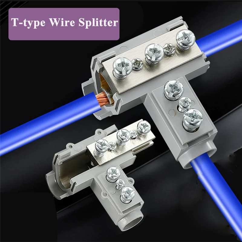 T-type Wire Splitter Terminal High-power Crimp Cable Connector Adapter No Disconnection 3-way High-current Wire Branch Connector
