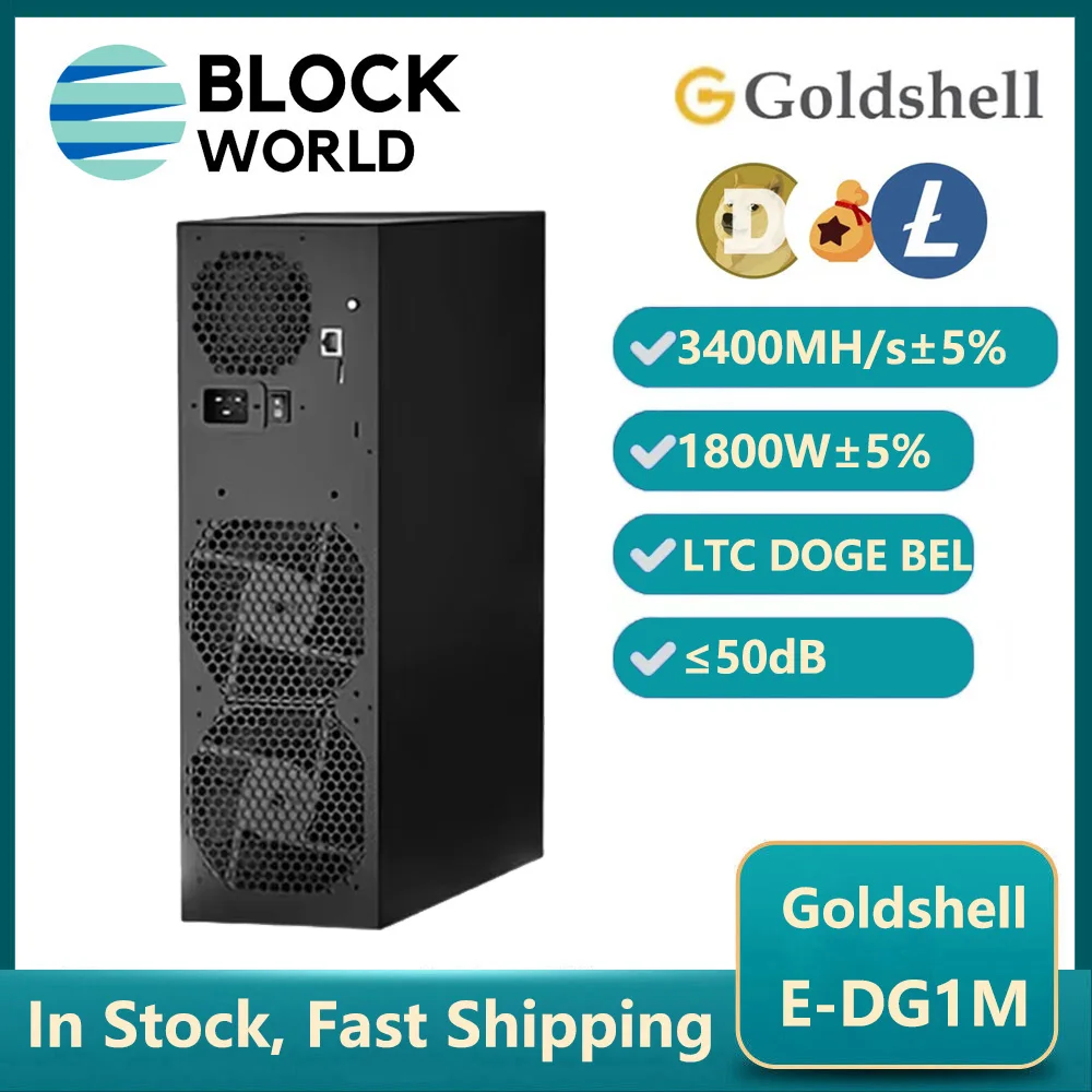 New Goldshell E-DG1M 3400M 1800W Scrypt Algorithm DOGE Mining For Home Use Miner LTC BEL Dogecoin Miner Litecoin Miner With PSU